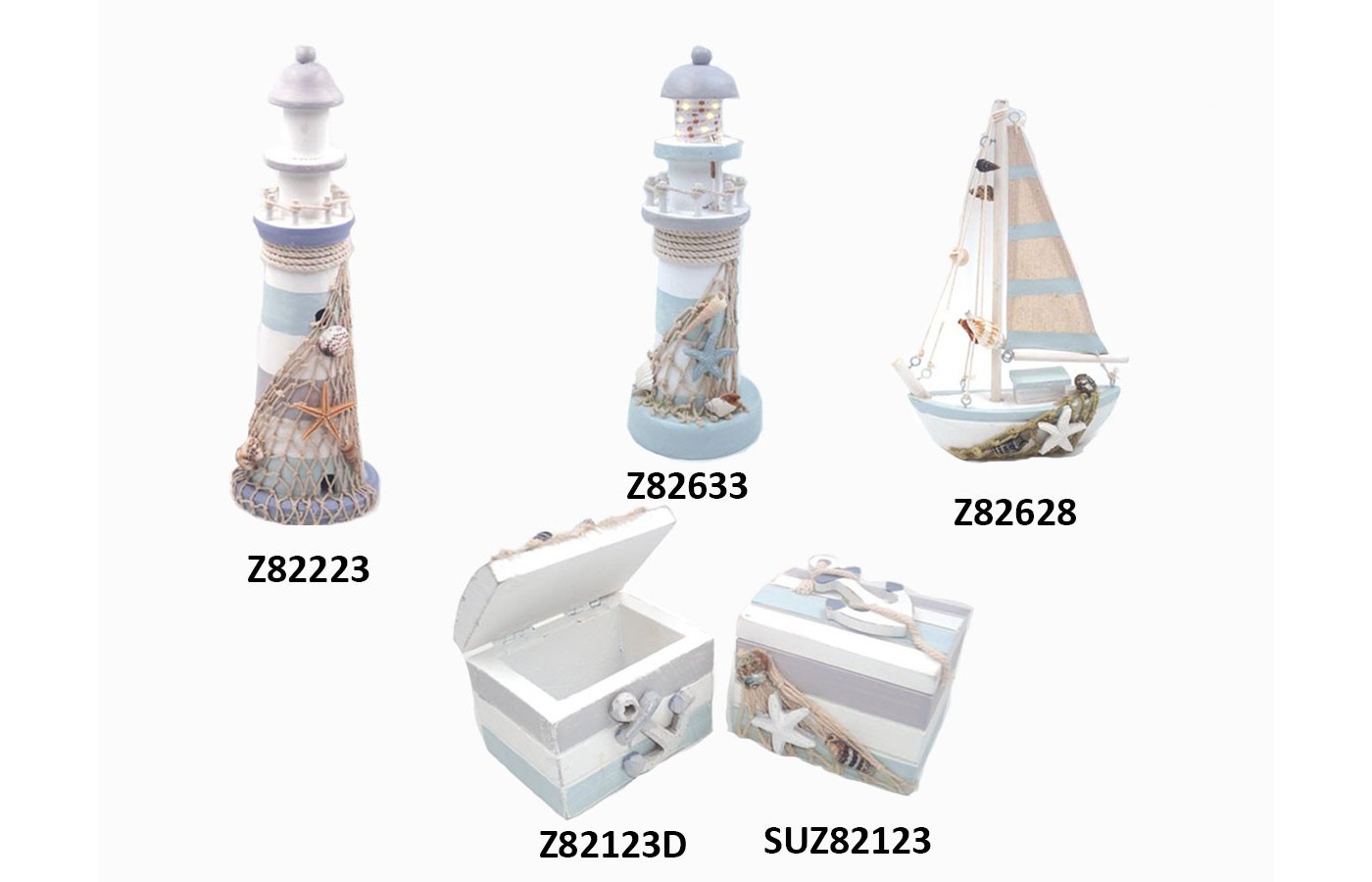 Trade Shop - Scatolina Scatola 9x6x6cm Timone Shabby Stile Marino